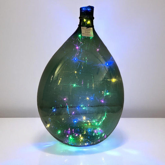 Damigiana in vetro da 54 litri antica vecchio boccione verde con luci giardino Categoria Vetri e Cristalli