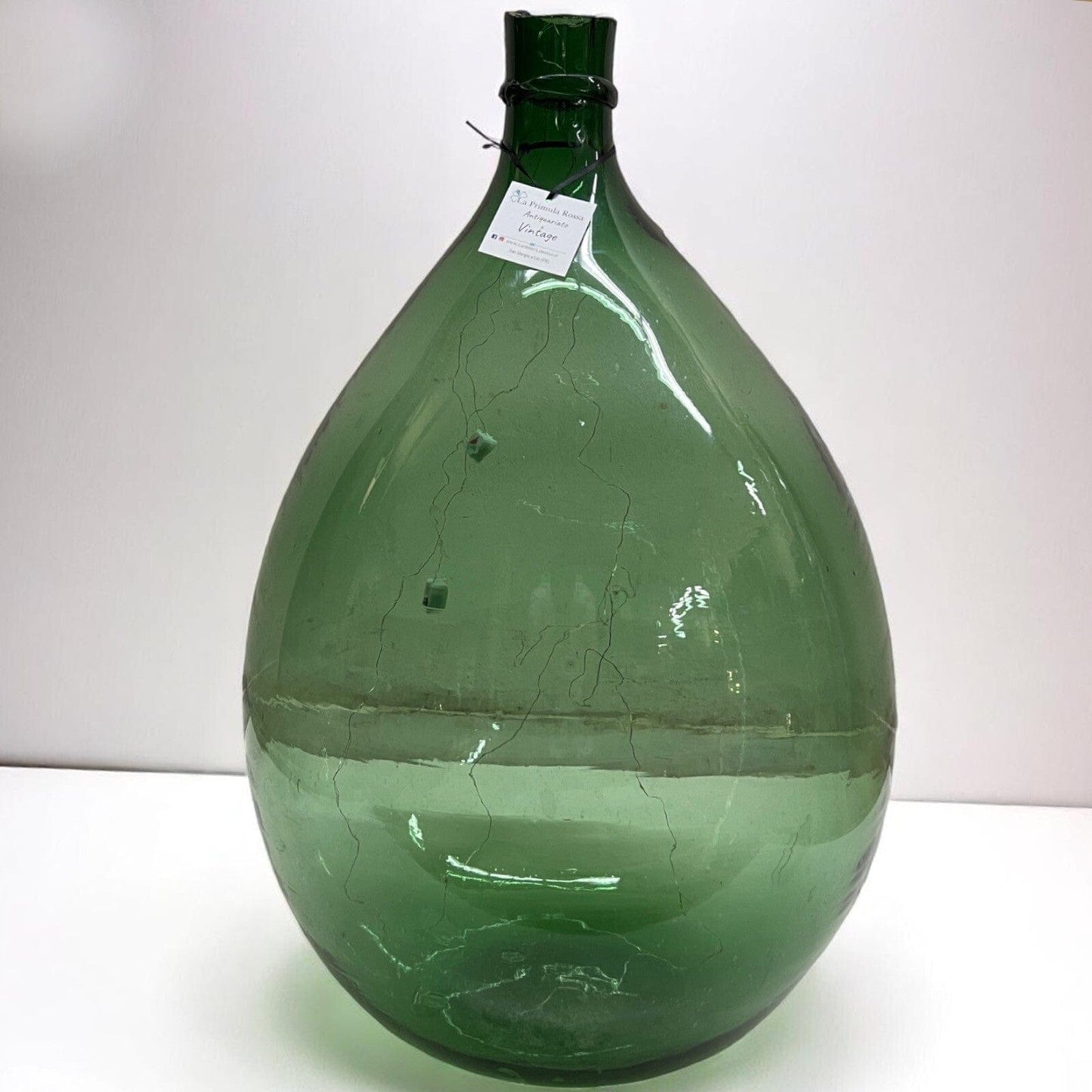 Damigiana in vetro da 54 litri antica vecchio boccione verde con luci giardino Categoria Vetri e Cristalli