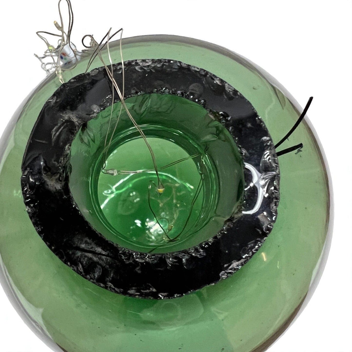 Damigiana in vetro da 54 litri antica vecchio boccione verde con luci giardino Categoria Vetri e Cristalli