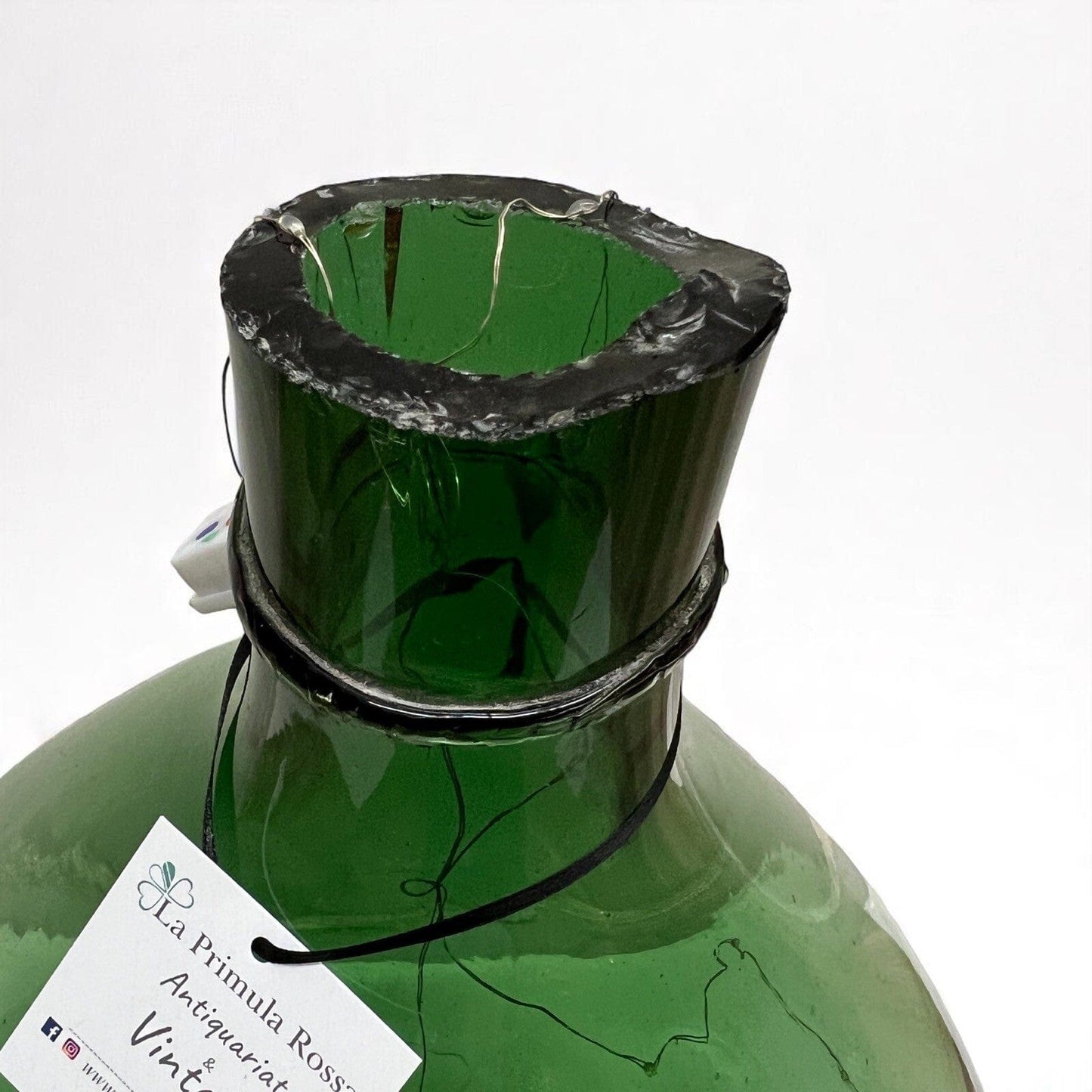 Damigiana in vetro da 54 litri antica vecchio boccione verde con luci giardino Categoria Vetri e Cristalli