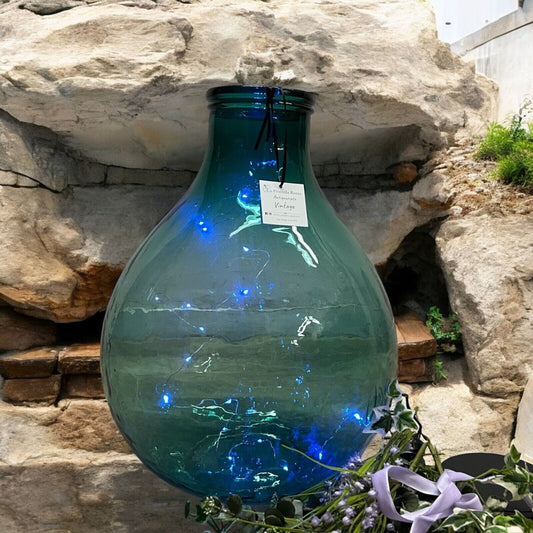 Damigiana in vetro verde bocca larga vecchio boccione Bottiglione Vintage Luci Categoria Vetri e Cristalli