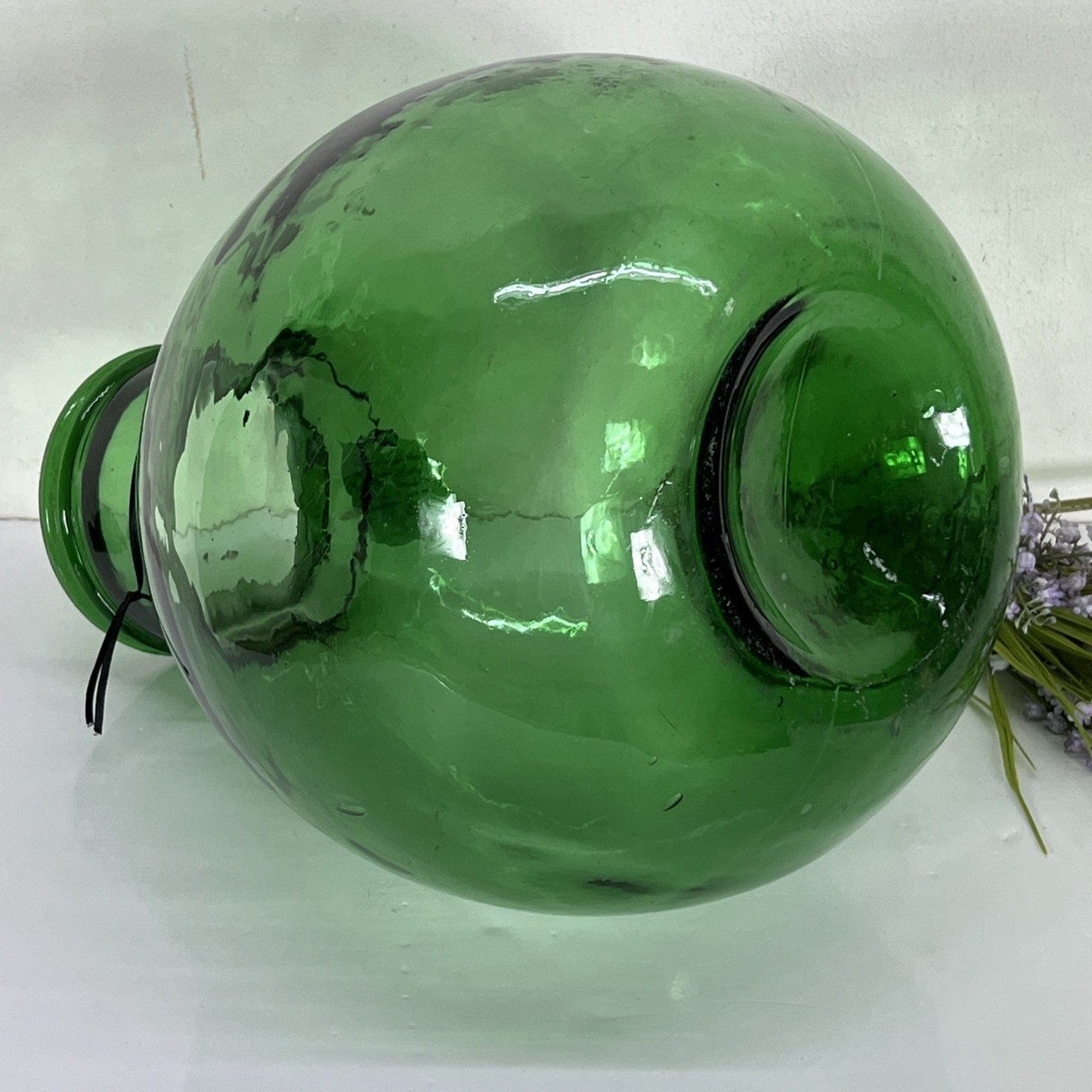 Damigiana in vetro verde bocca larga vecchio boccione Bottiglione Vintage Luci Categoria Vetri e Cristalli