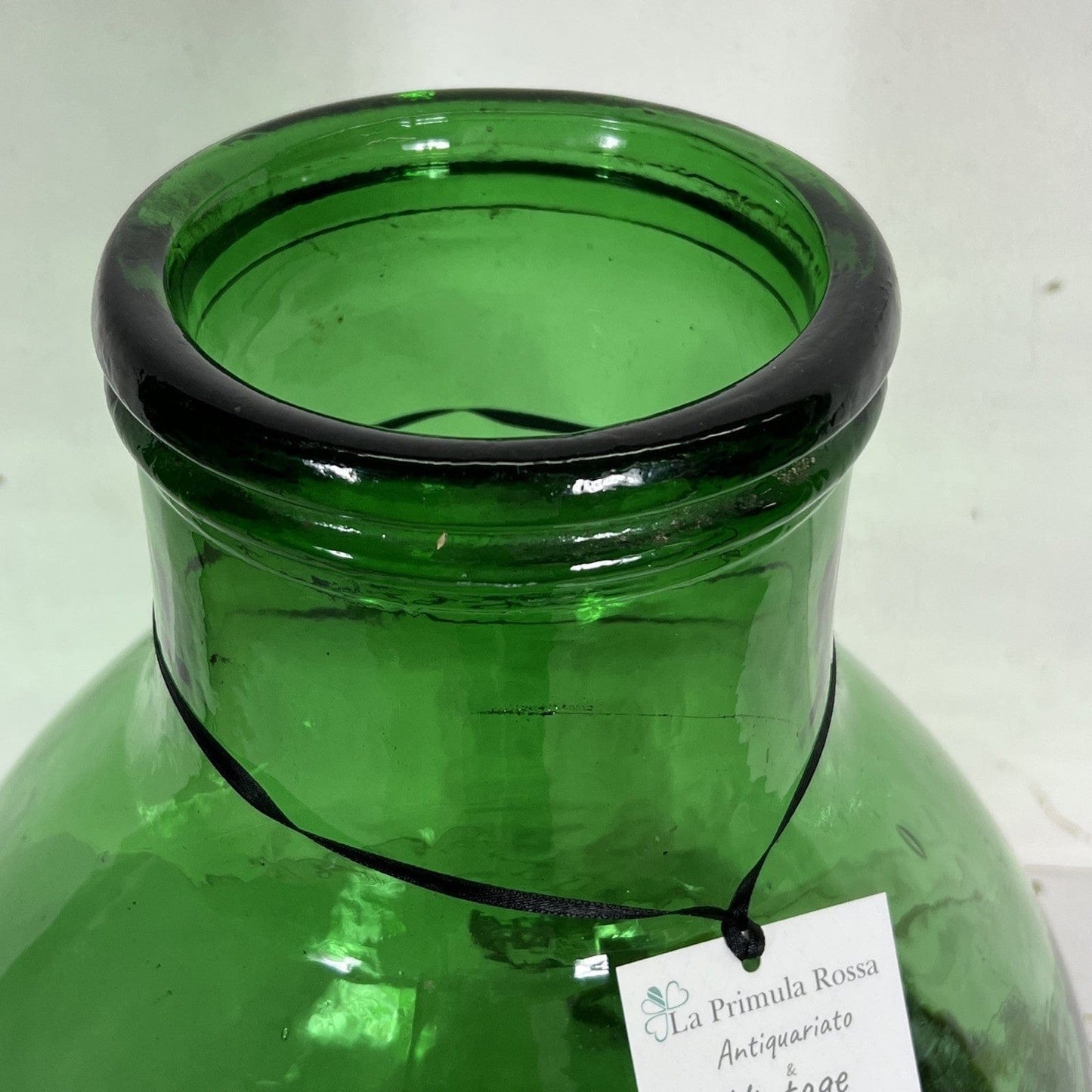 Damigiana in vetro verde bocca larga vecchio boccione Bottiglione Vintage Luci Categoria Vetri e Cristalli