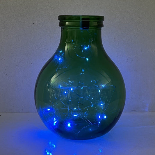 Damigiana in vetro verde bocca larga vecchio boccione Bottiglione Vintage Luci Categoria Vetri e Cristalli