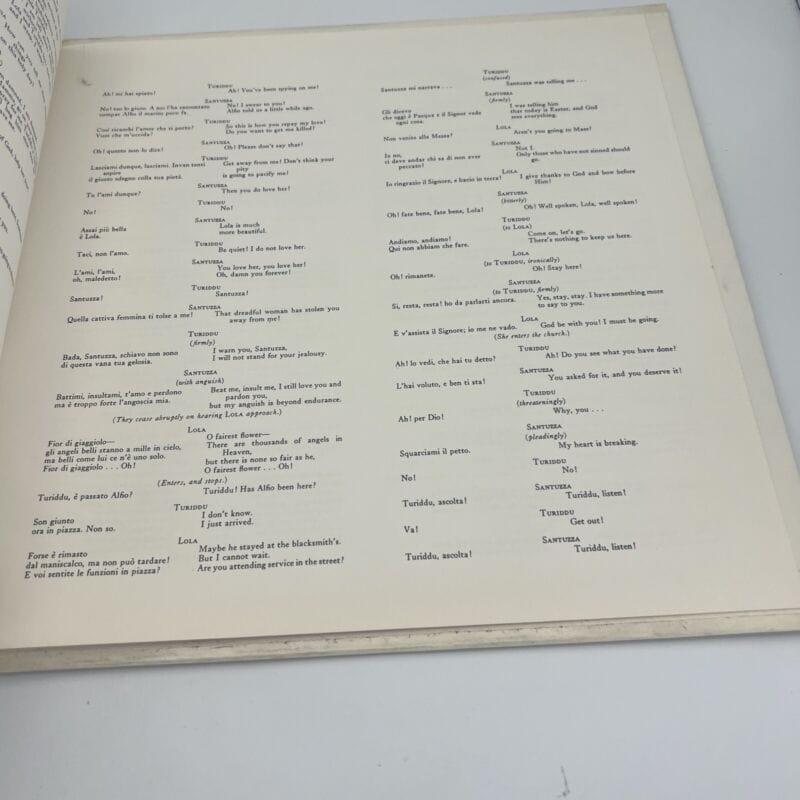 Disco in vinile 33 giri lp MASCAGNI CAVALLERIA RUSTICANA Tebaldi Bjoerling 1958 Categoria Dischi in Vinile
