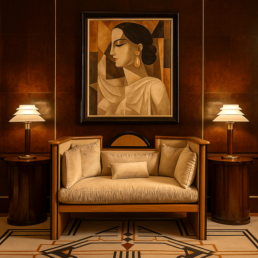 Divano a due posti stile Art Dèco in legno chiaro Divanetto Sofà antico Panca Categoria Arredamento