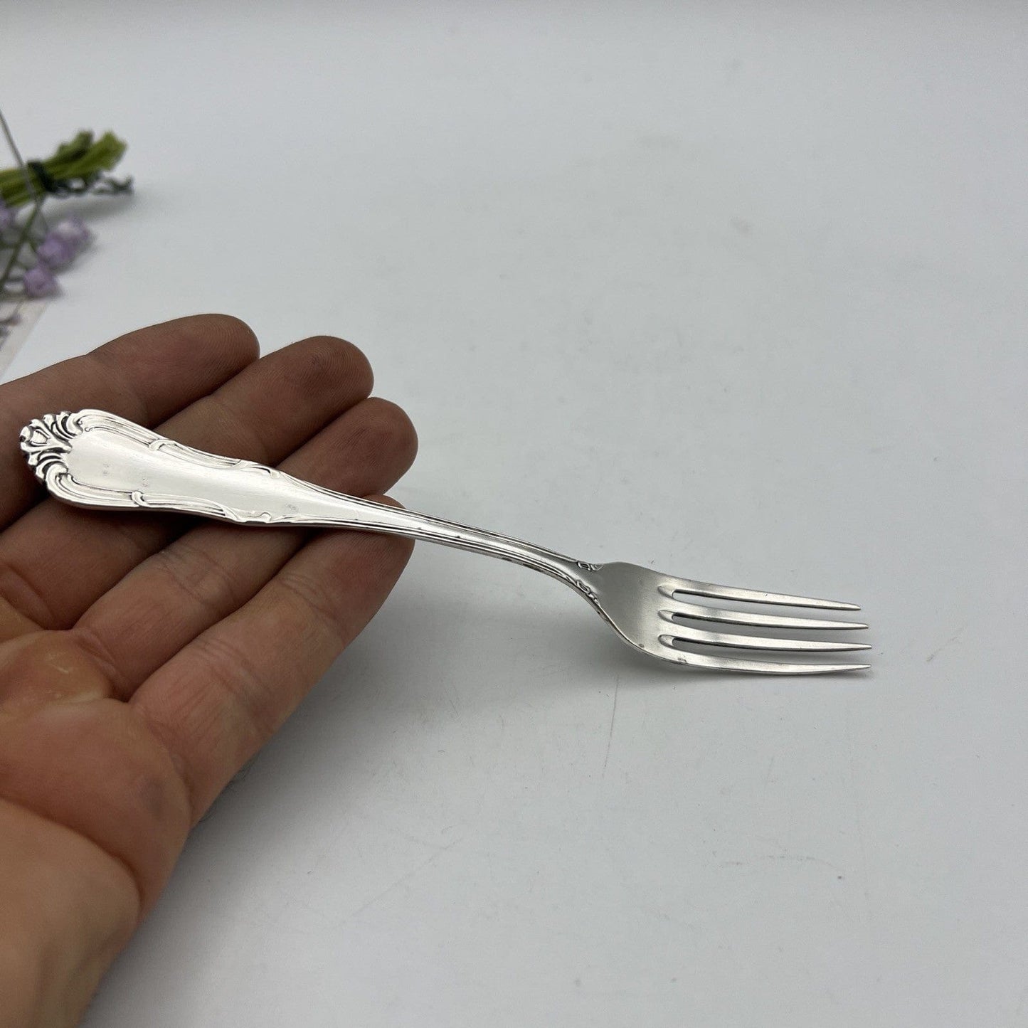 Forchetta antica in Argento massiccio 800 anni '40 posata Forchettina Categoria Sheffield & Argento