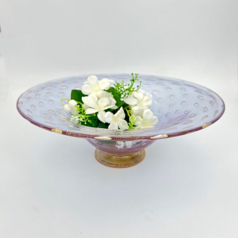 Fruttiera centrotavola In Vetro di Murano Ciotola Alzata Vintage con bolle e oro Categoria  Vetri e Cristalli