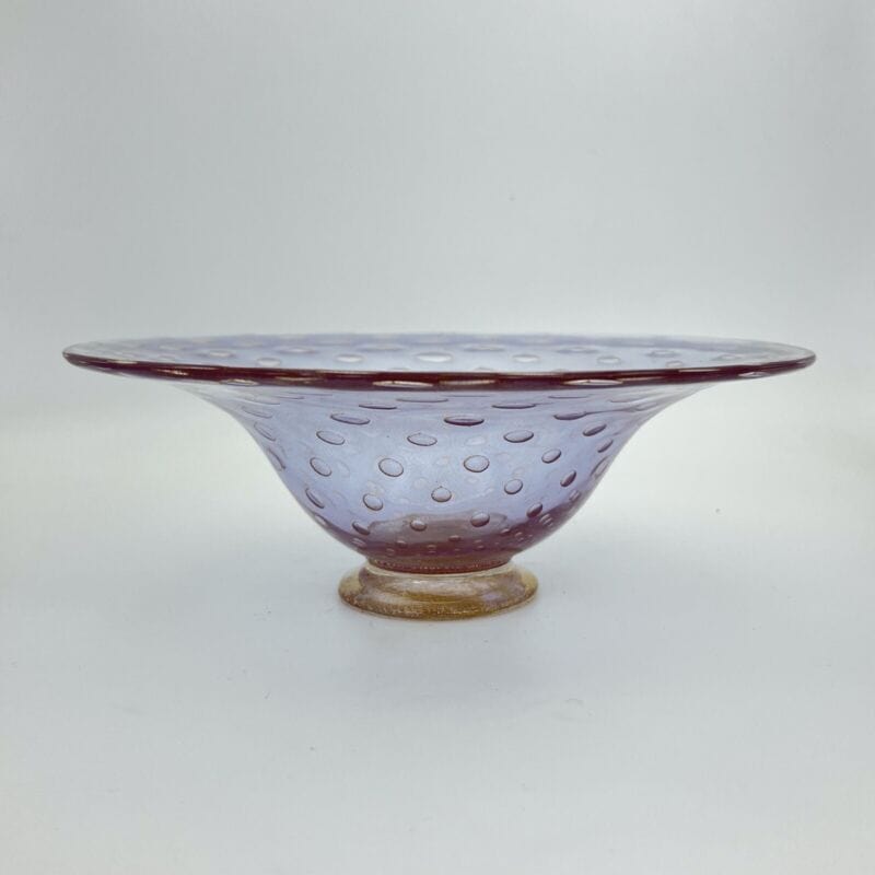 Fruttiera centrotavola In Vetro di Murano Ciotola Alzata Vintage con bolle e oro Categoria  Vetri e Cristalli