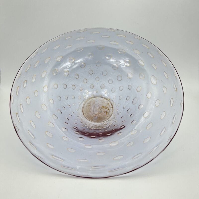 Fruttiera centrotavola In Vetro di Murano Ciotola Alzata Vintage con bolle e oro Categoria  Vetri e Cristalli