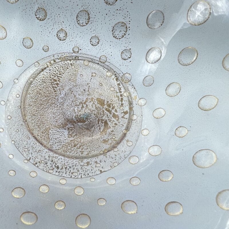 Fruttiera centrotavola In Vetro di Murano Ciotola Alzata Vintage con bolle e oro Categoria  Vetri e Cristalli