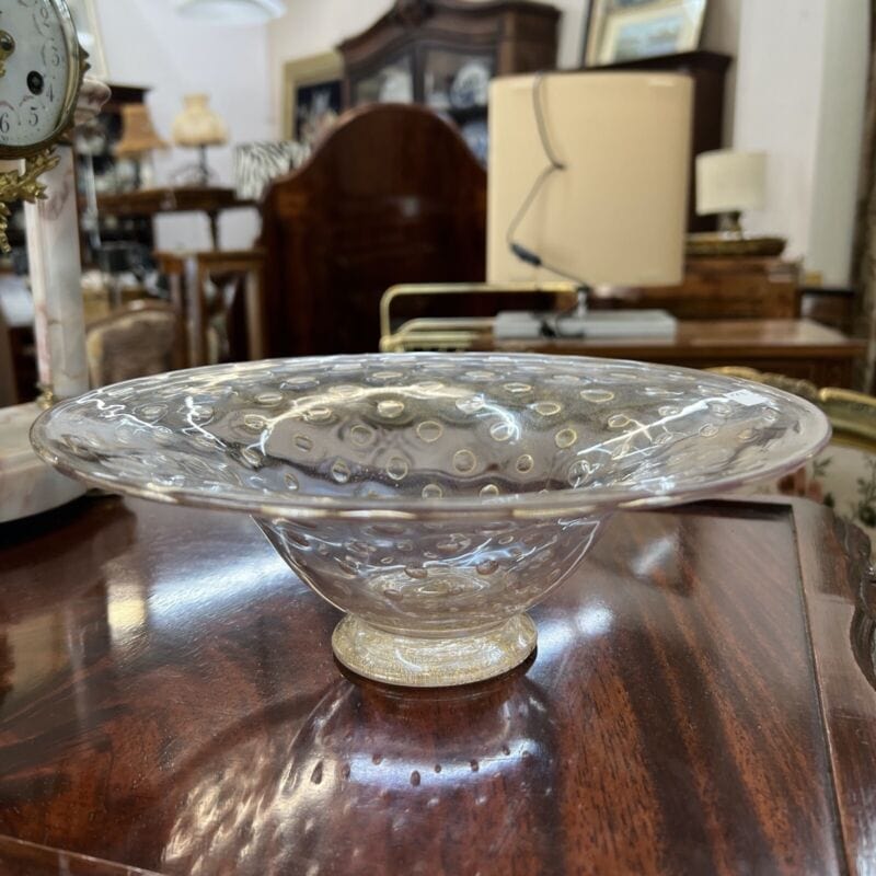 Fruttiera centrotavola In Vetro di Murano Ciotola Alzata Vintage con bolle e oro Categoria  Vetri e Cristalli
