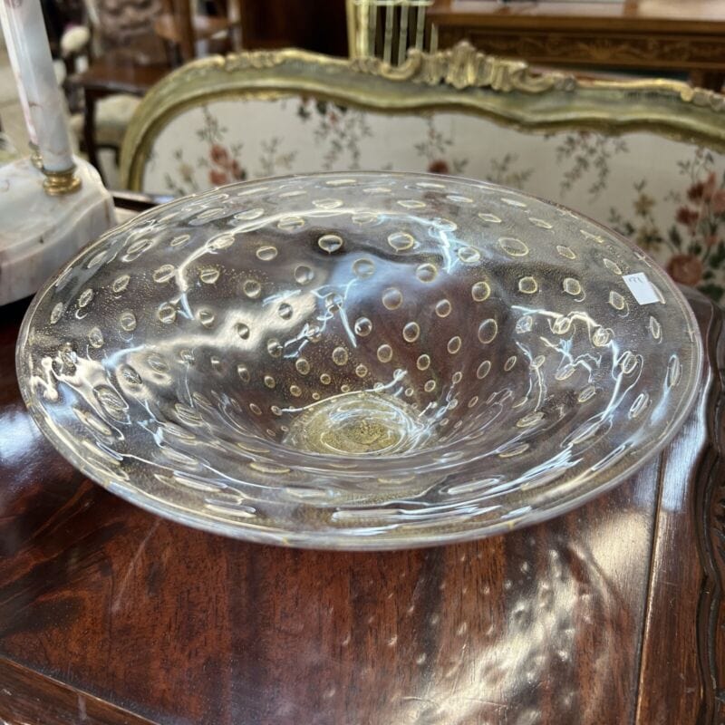 Fruttiera centrotavola In Vetro di Murano Ciotola Alzata Vintage con bolle e oro Categoria  Vetri e Cristalli