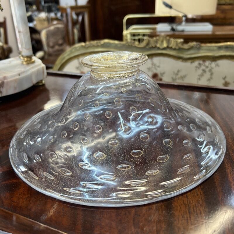Fruttiera centrotavola In Vetro di Murano Ciotola Alzata Vintage con bolle e oro Categoria  Vetri e Cristalli