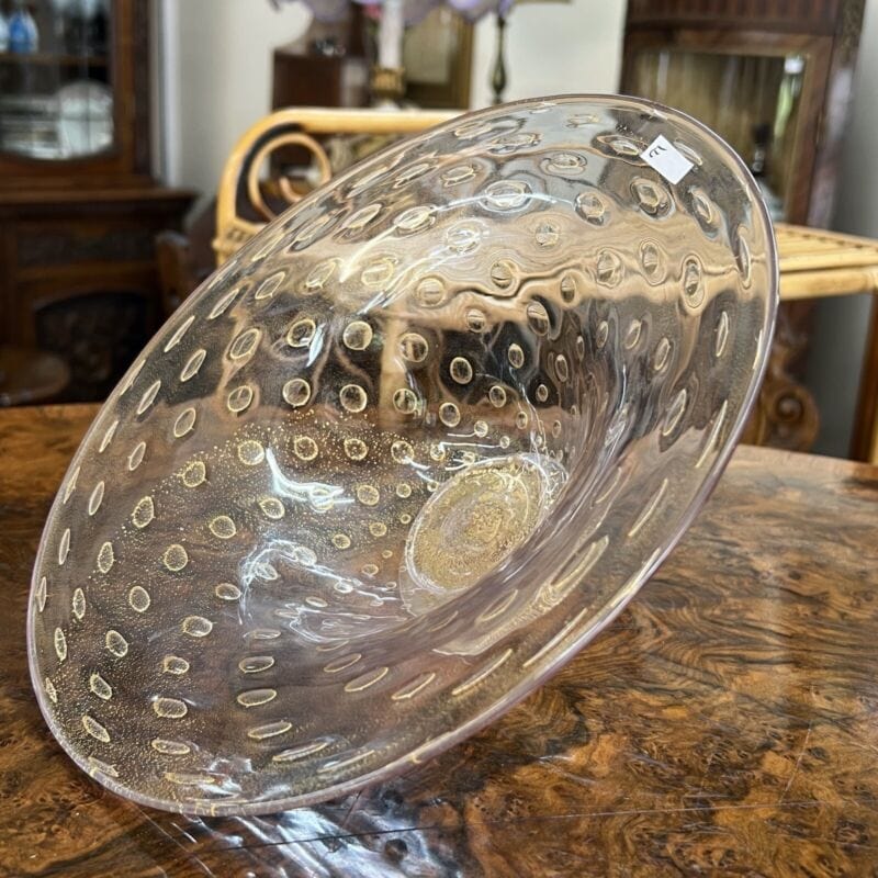Fruttiera centrotavola In Vetro di Murano Ciotola Alzata Vintage con bolle e oro Categoria  Vetri e Cristalli
