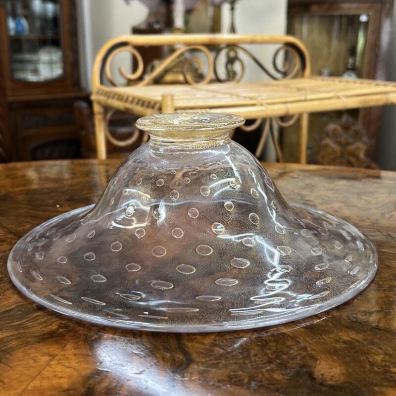 Fruttiera centrotavola In Vetro di Murano Ciotola Alzata Vintage con bolle e oro Categoria  Vetri e Cristalli
