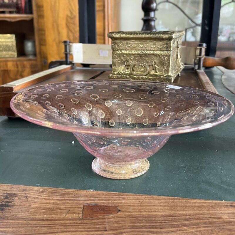 Fruttiera centrotavola In Vetro di Murano Ciotola Alzata Vintage con bolle e oro Categoria  Vetri e Cristalli