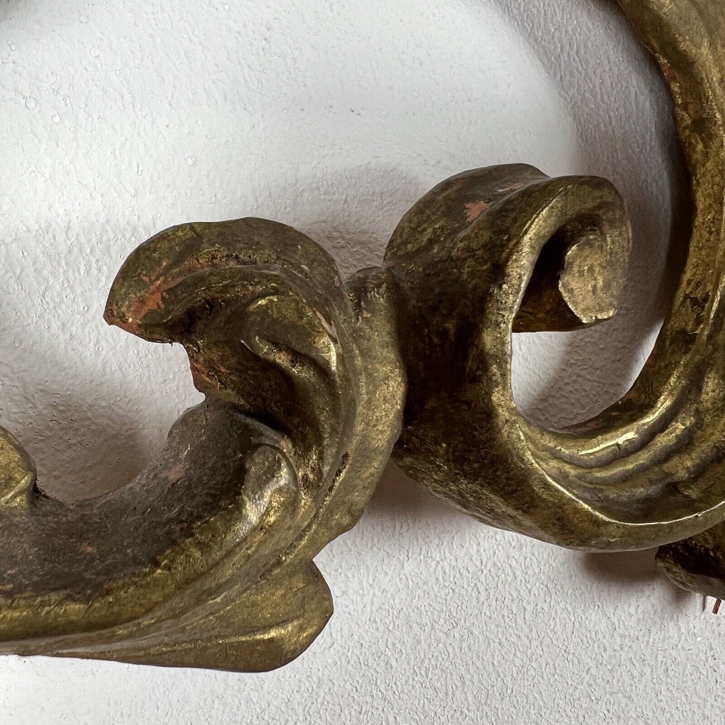 Grande Applique vintage stile antico in legno dorato oro lampada da parete Categoria Lampade Appliques