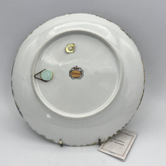 Grande Piatto Vintage decorativo da muro in Porcellana Scena Pesca Campagna 900 Categoria Piatti e Piattini