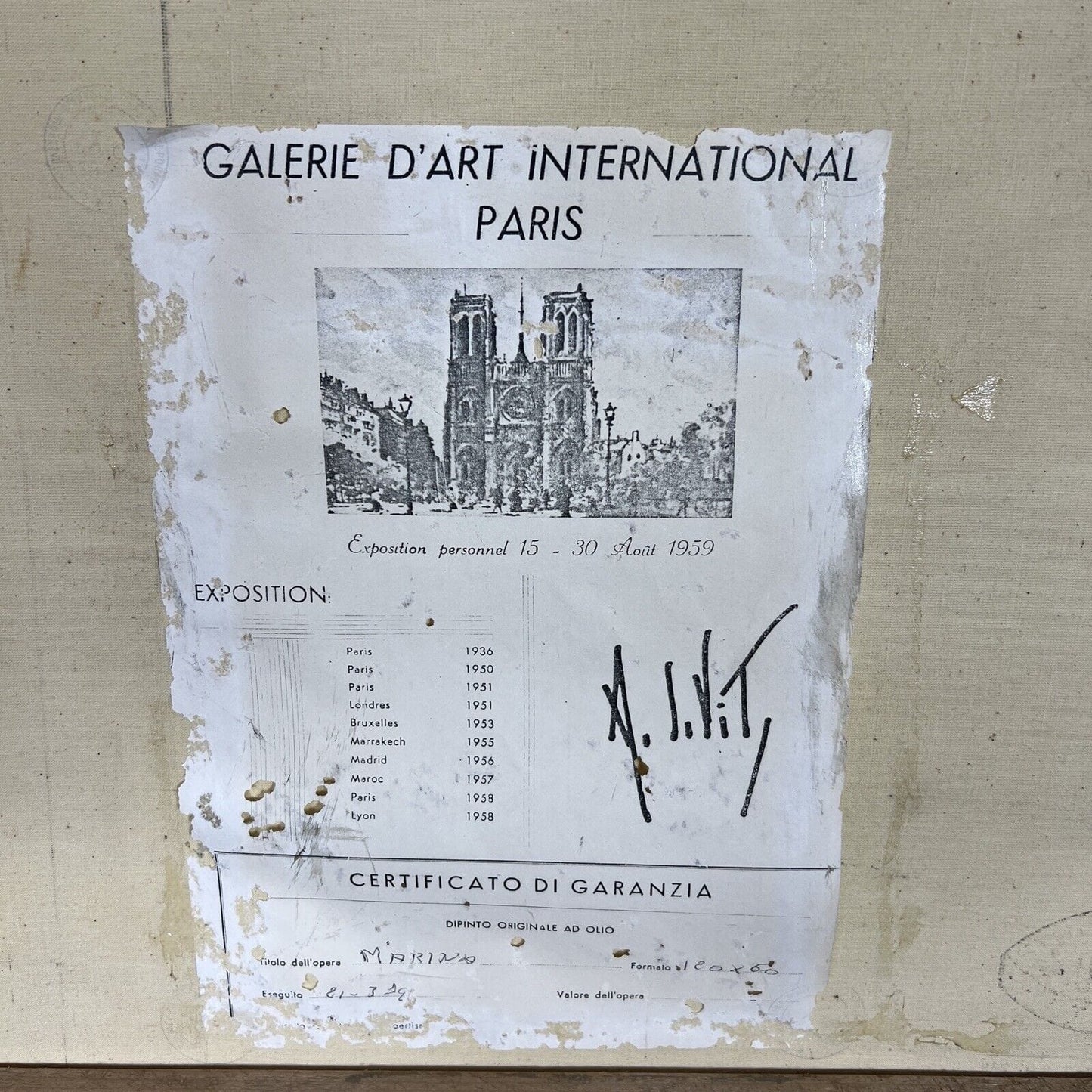 Grande Quadro stile antico dipinto a ad olio su tela paesaggio Marina epoca 900 Categoria Quadri