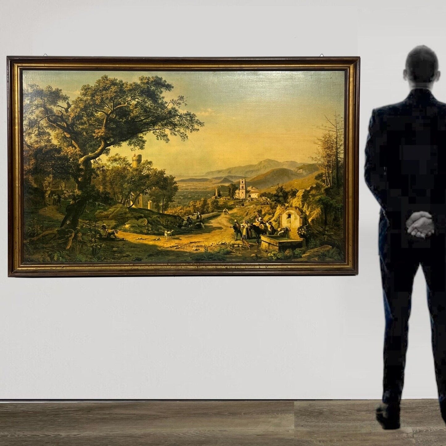 Grande Quadro stile antico dipinto olio stampa su tela Veduta della Cava Palizzi Categoria Quadri