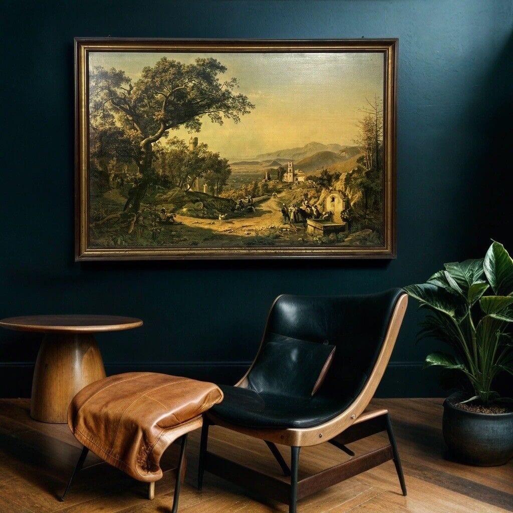 Grande Quadro stile antico dipinto olio stampa su tela Veduta della Cava Palizzi Categoria Quadri