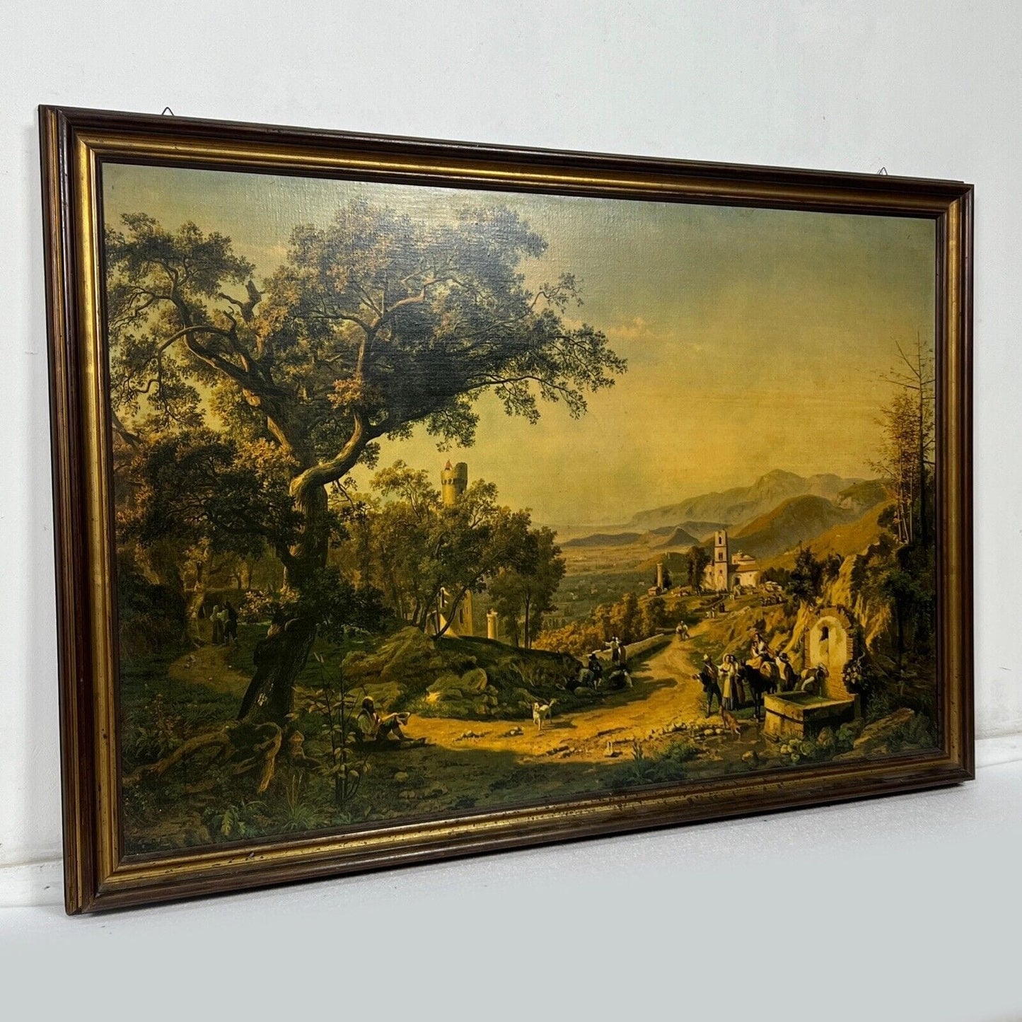 Grande Quadro stile antico dipinto olio stampa su tela Veduta della Cava Palizzi Categoria Quadri