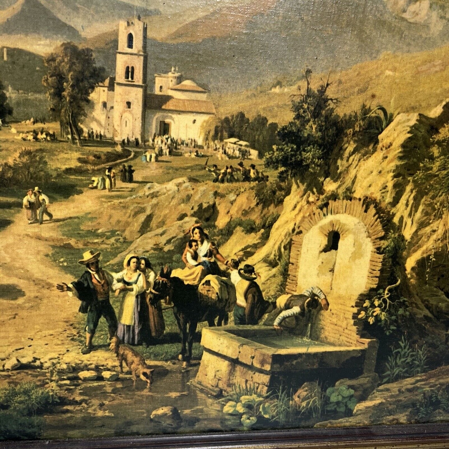 Grande Quadro stile antico dipinto olio stampa su tela Veduta della Cava Palizzi Categoria Quadri