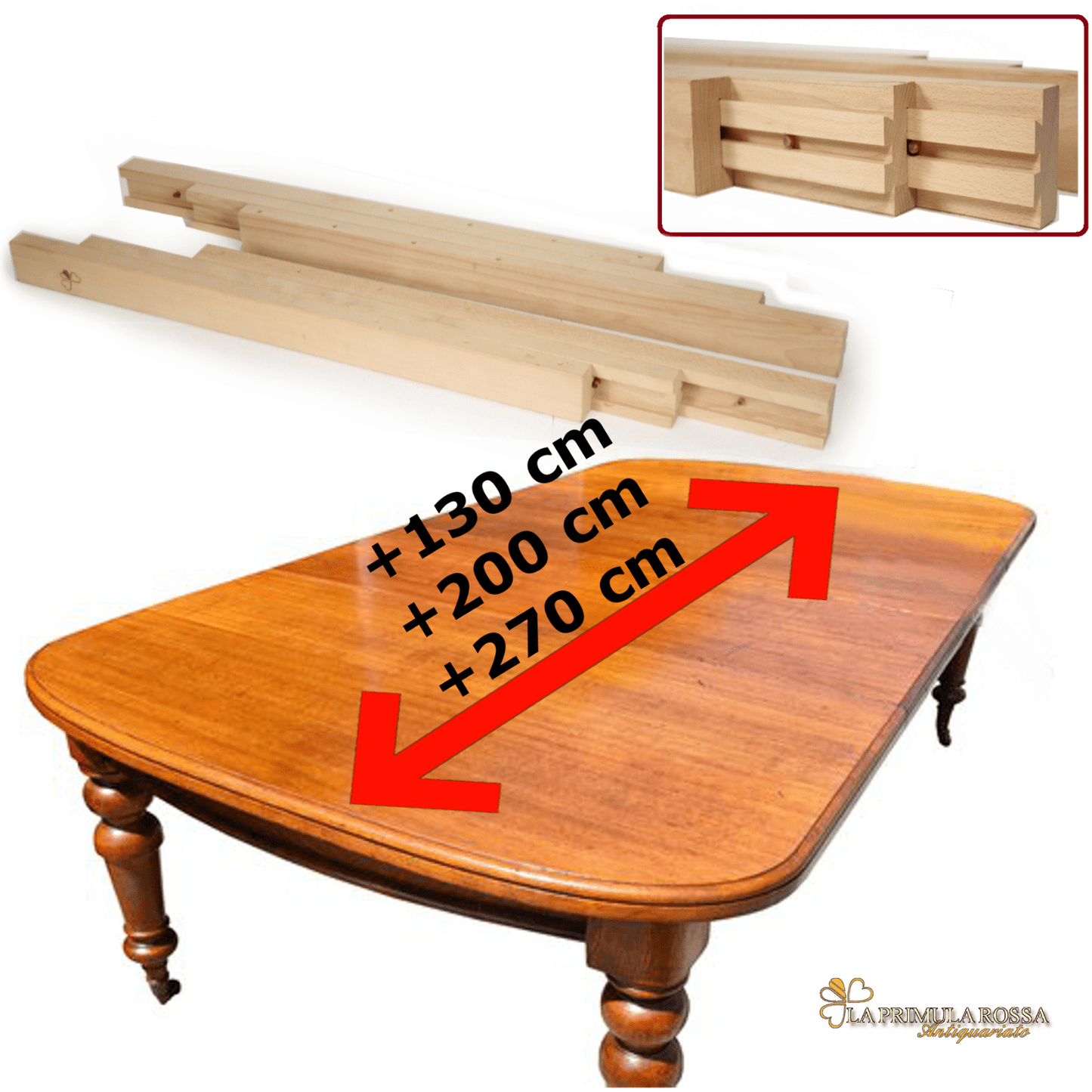 Guide in legno per allungare tavolo antico modifica apertura prolunghe tavole Categoria Accessori & Ferramenta d'epoca