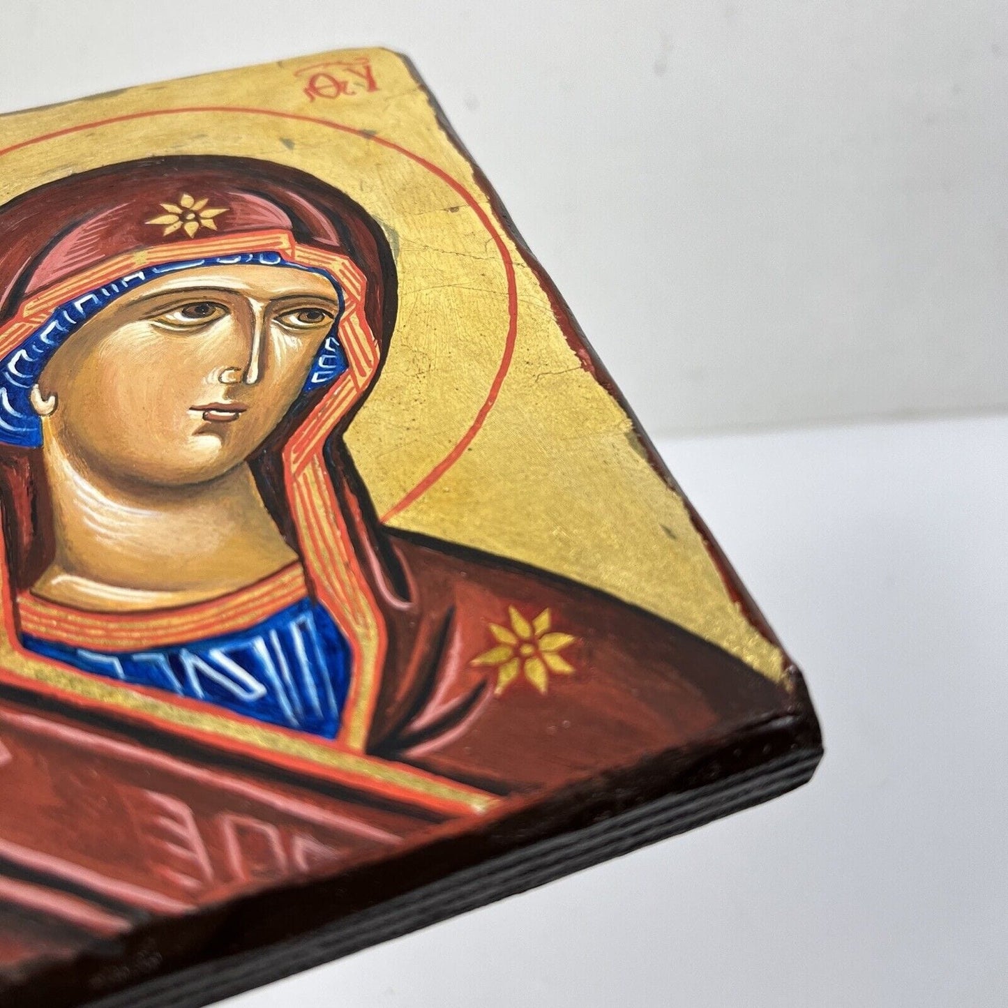 Icona antica bizantina religiosa sacra in legno Tavola Madonna dipinta a mano Categoria Oggetti sacri - rosari
