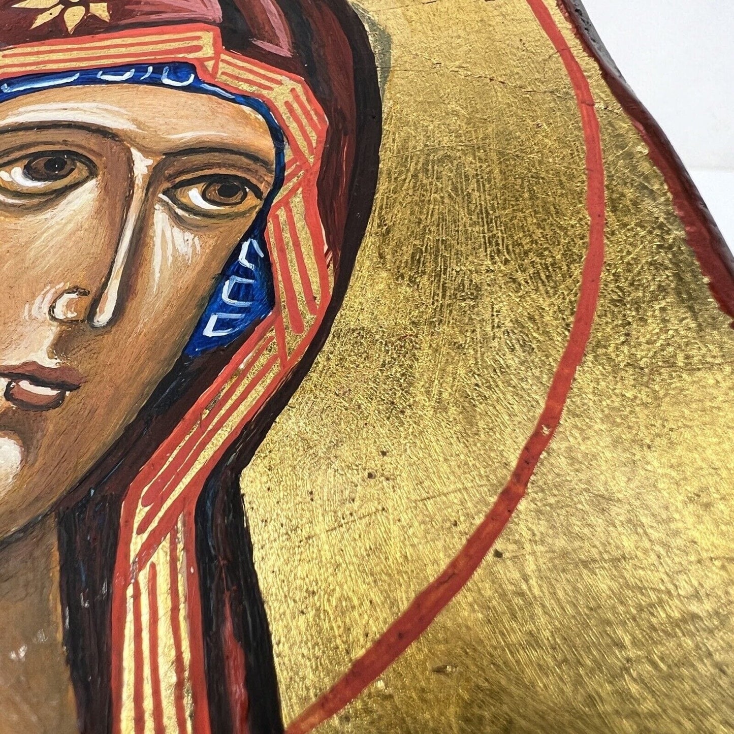 Icona antica bizantina religiosa sacra in legno Tavola Madonna dipinta a mano Categoria Oggetti sacri - rosari