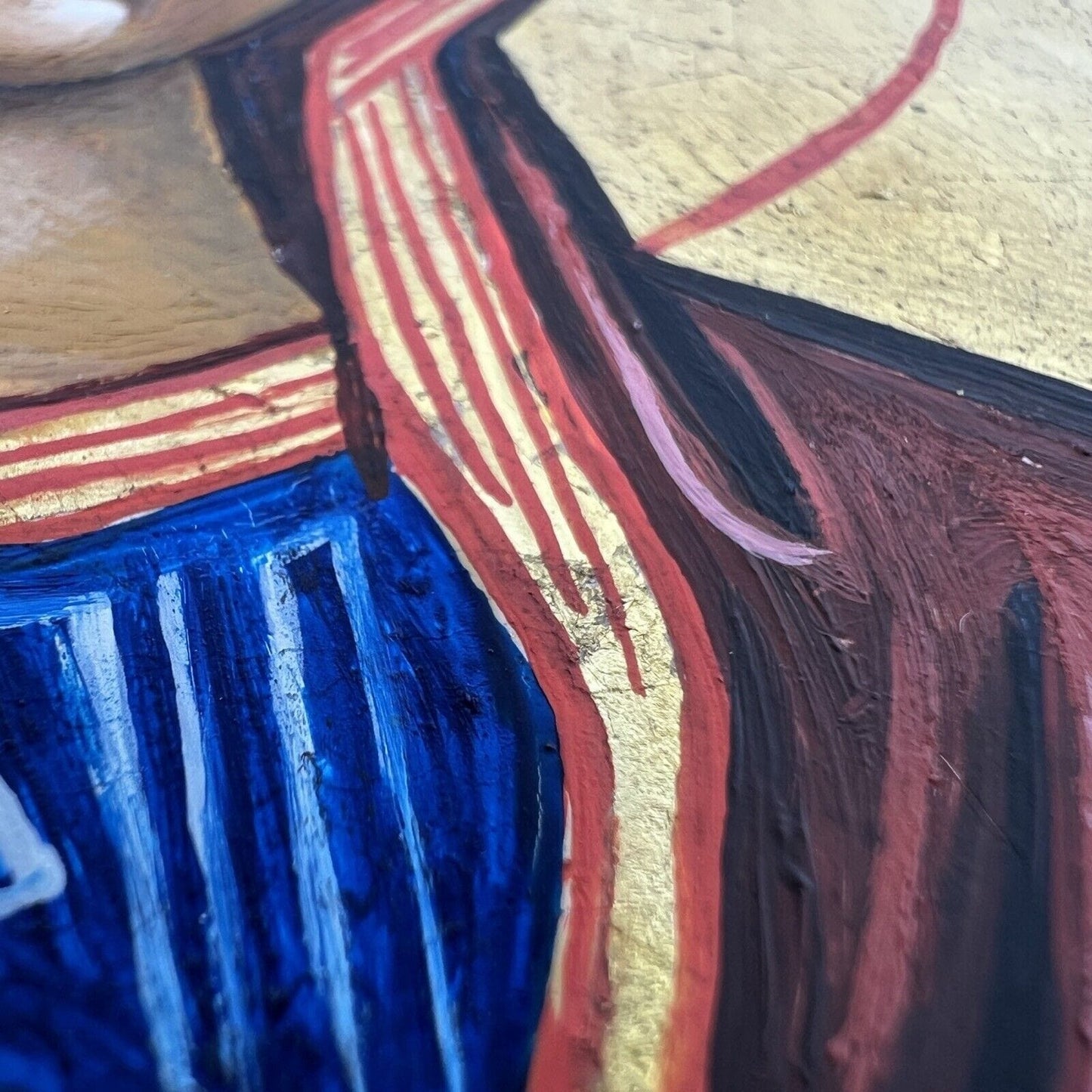 Icona antica bizantina religiosa sacra in legno Tavola Madonna dipinta a mano Categoria Oggetti sacri - rosari