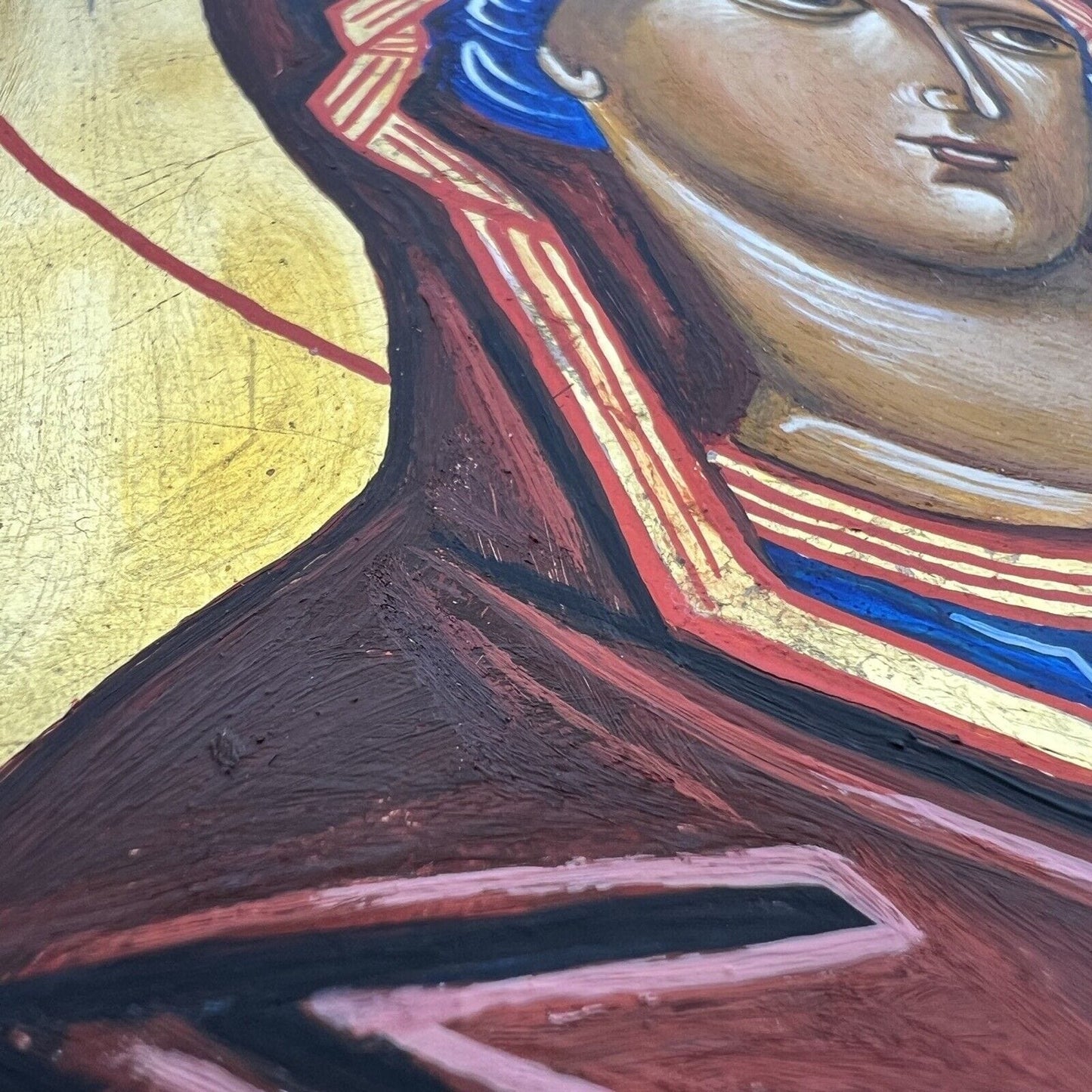 Icona antica bizantina religiosa sacra in legno Tavola Madonna dipinta a mano Categoria Oggetti sacri - rosari