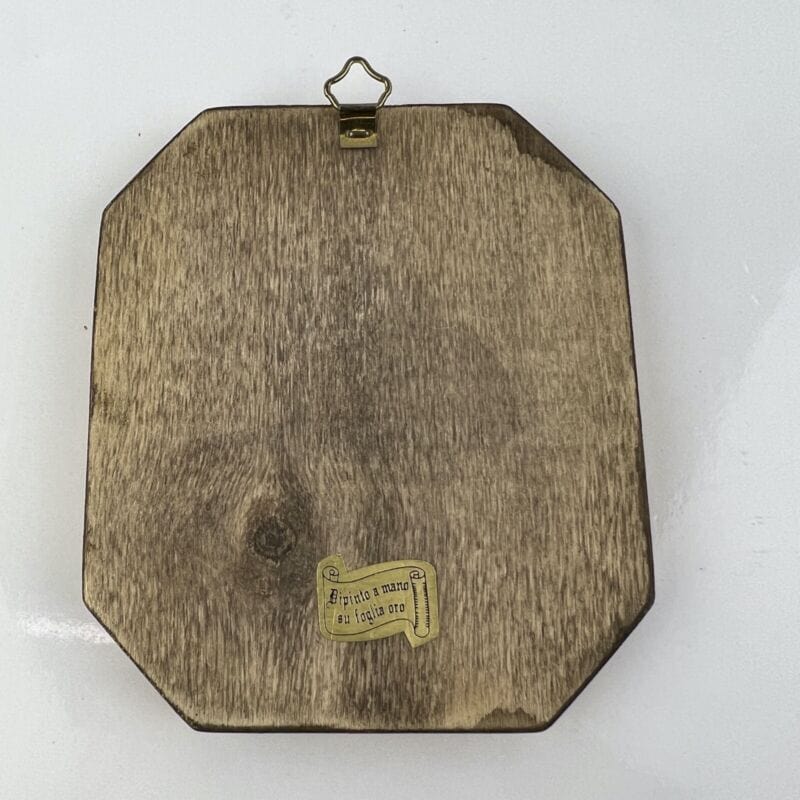 Icona antica Placca religiosa sacra in legno dorato San Francesco d'Assisi 900 Categoria  Oggetti sacri - rosari