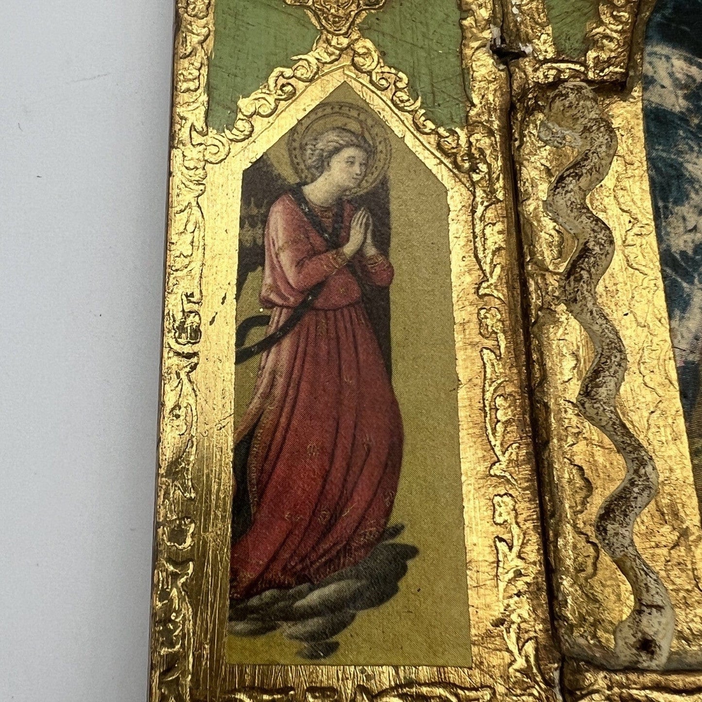 Icona antica religiosa Fiorentina Sacra in legno dorato San Francesco Trittico Categoria Oggetti sacri - rosari