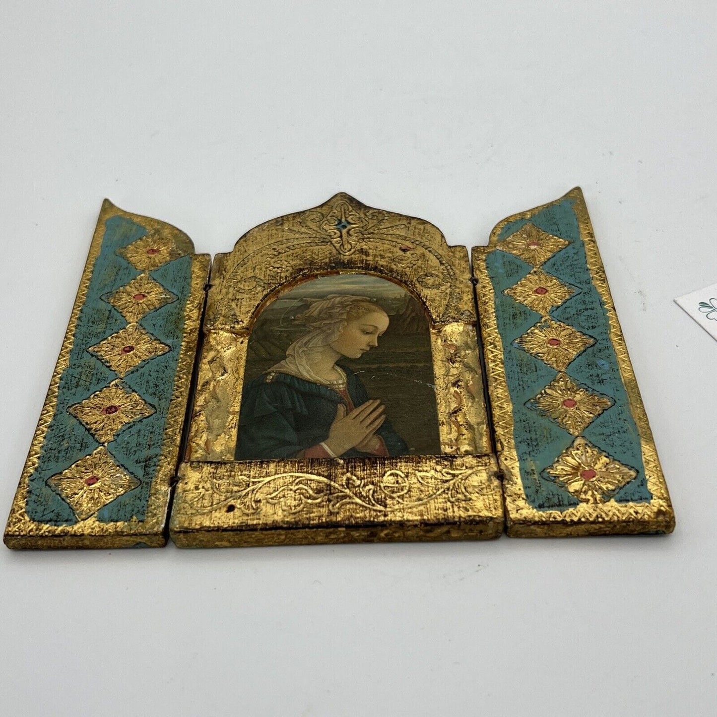 Icona antica religiosa sacra in legno dorato libro madonna delle rocce trittico Categoria Oggetti sacri - rosari