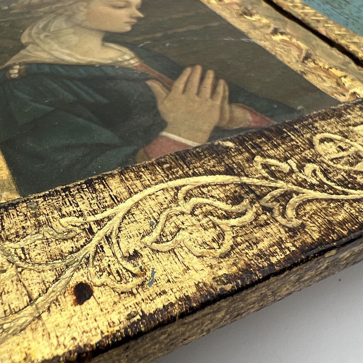 Icona antica religiosa sacra in legno dorato libro madonna delle rocce trittico Categoria Oggetti sacri - rosari