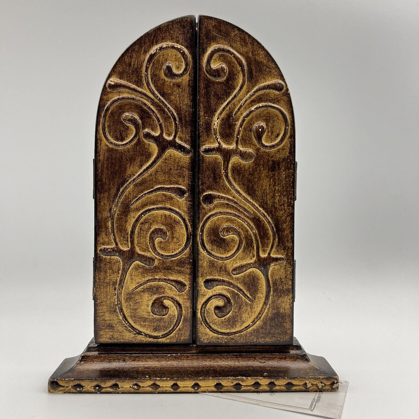 Icona antica religiosa sacra in legno dorato Madonna Fatima Trittico con Angeli Categoria Oggetti sacri - rosari