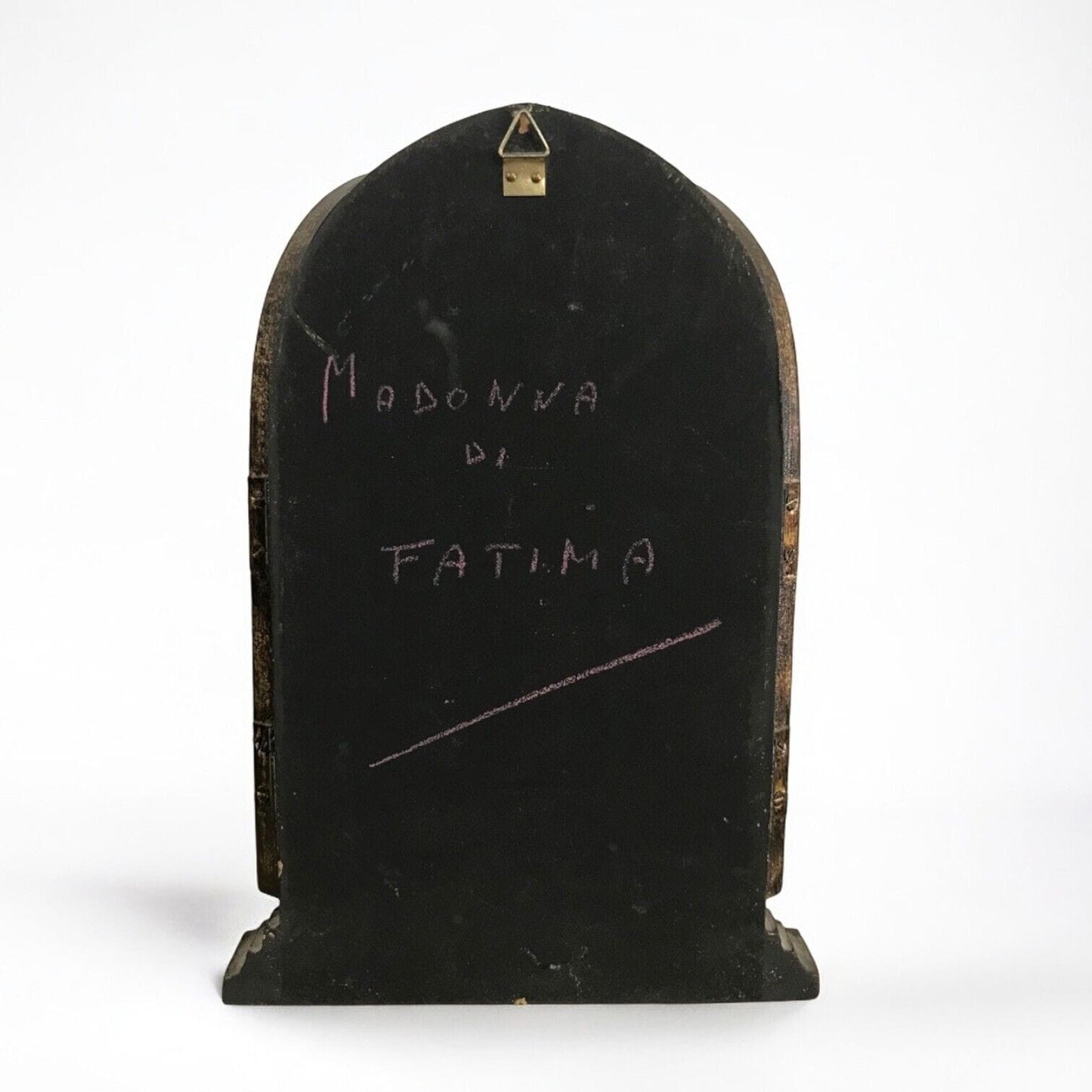 Icona antica religiosa sacra in legno dorato Madonna Fatima Trittico con Angeli Categoria Oggetti sacri - rosari