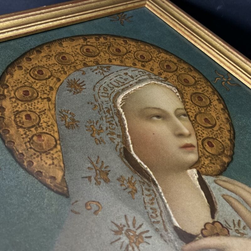 Icona antica religiosa sacra in legno dorato quadro stampa Madonna della Pace Categoria  Oggetti sacri - rosari
