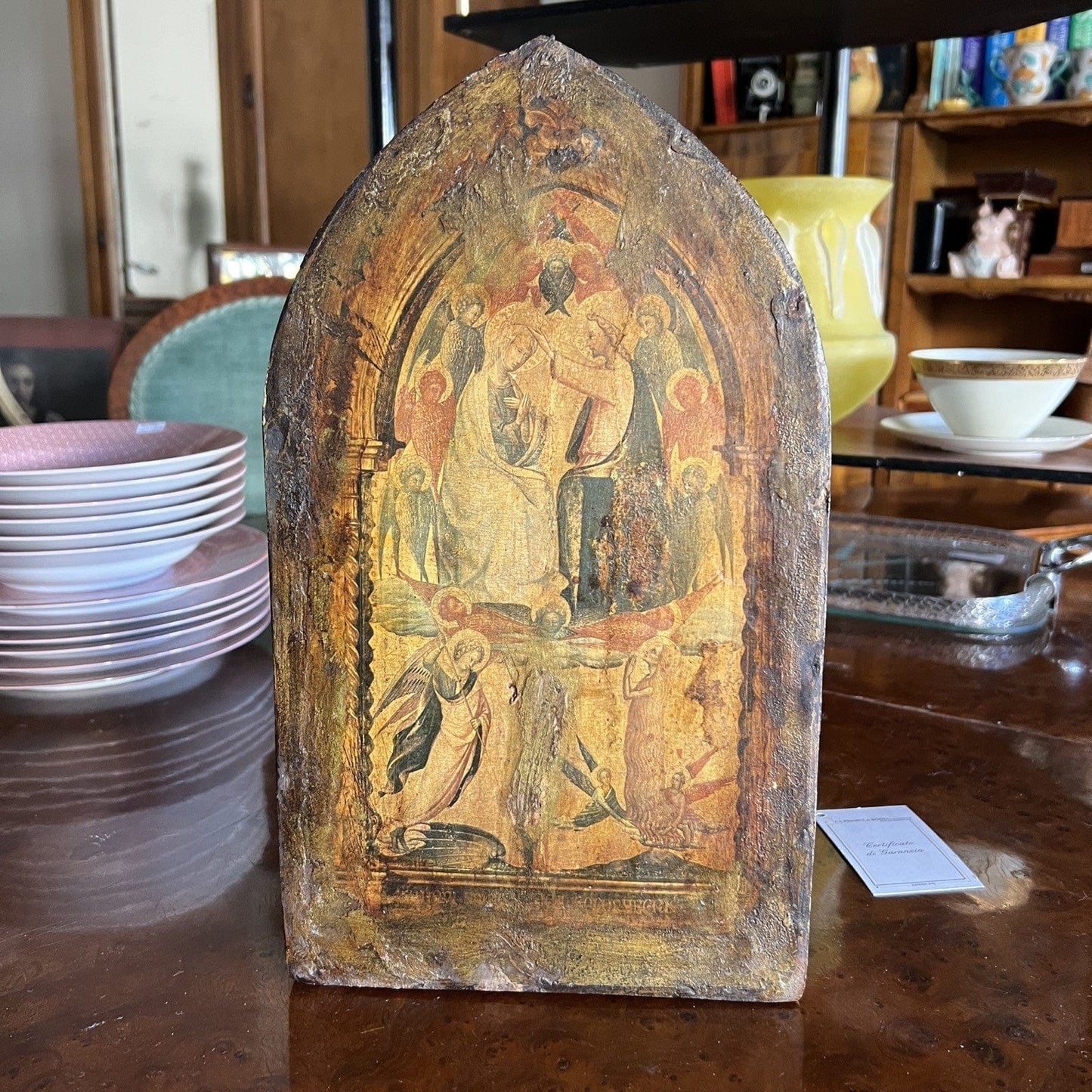 Icona Bizantina stile antica stampa su tavola in legno Incoronazione Vergine 900 Categoria Oggetti sacri - rosari