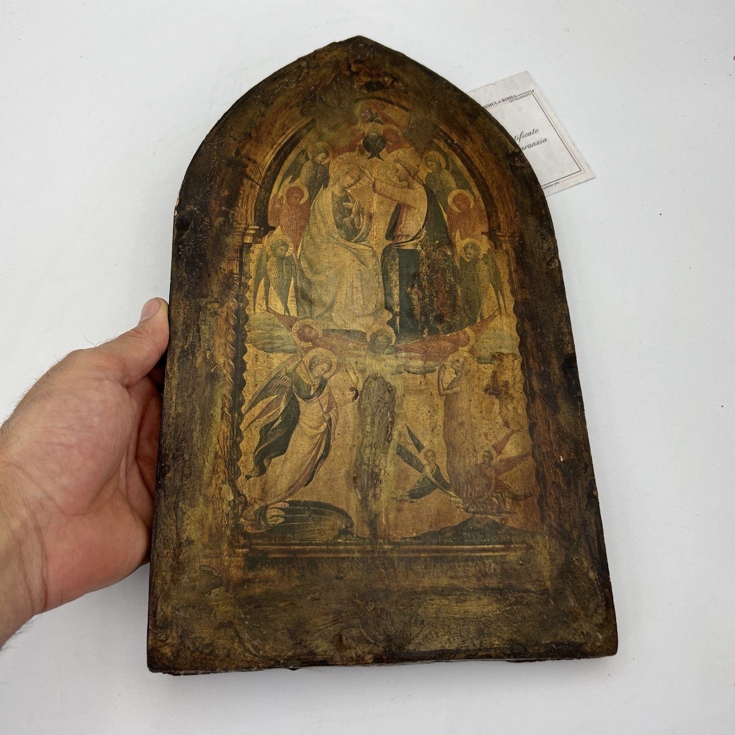 Icona Bizantina stile antica stampa su tavola in legno Incoronazione Vergine 900 Categoria Oggetti sacri - rosari