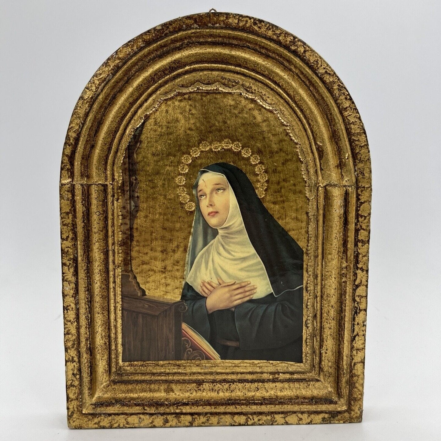 Icona fiorentina religiosa stile antico in legno e oro Santa Rita da Cascia Categoria Oggetti sacri - rosari