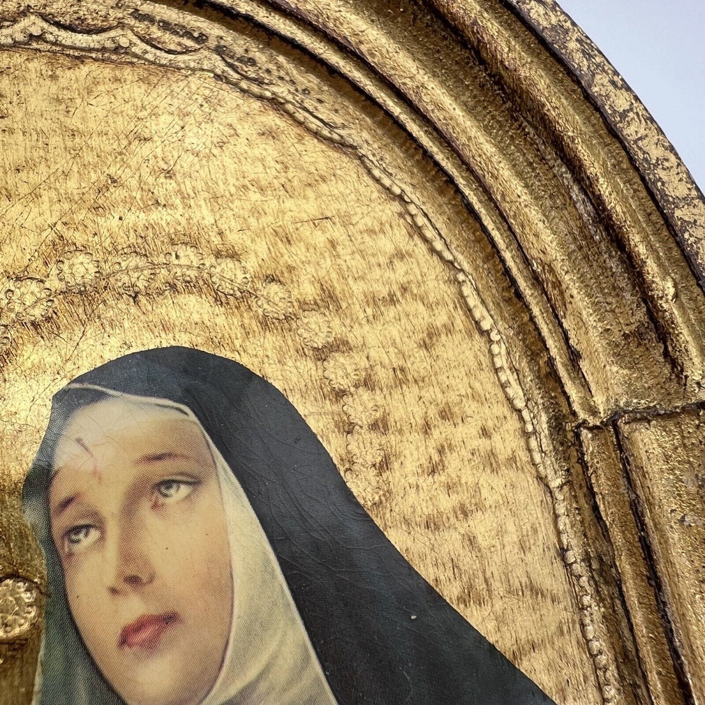 Icona fiorentina religiosa stile antico in legno e oro Santa Rita da Cascia Categoria Oggetti sacri - rosari