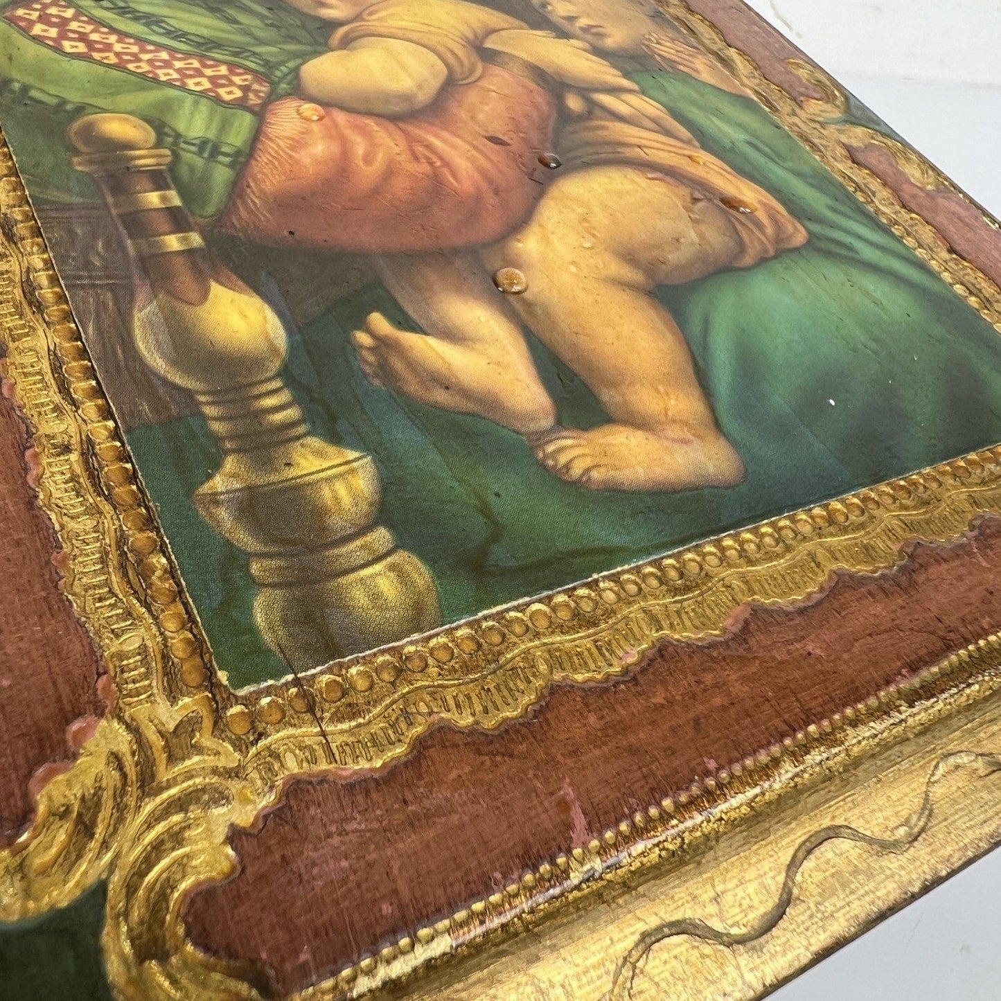 Icona Religiosa tavola legno Madonna della Seggiola antica Fiorentina Raffaello Categoria Oggetti sacri - rosari