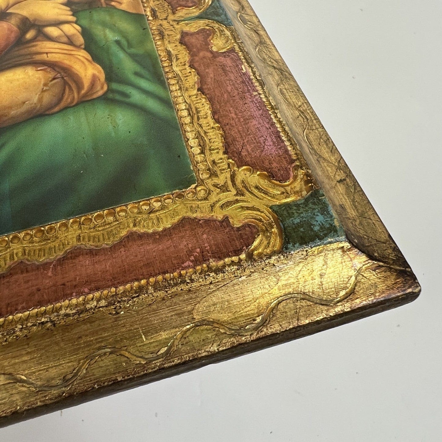 Icona Religiosa tavola legno Madonna della Seggiola antica Fiorentina Raffaello Categoria Oggetti sacri - rosari