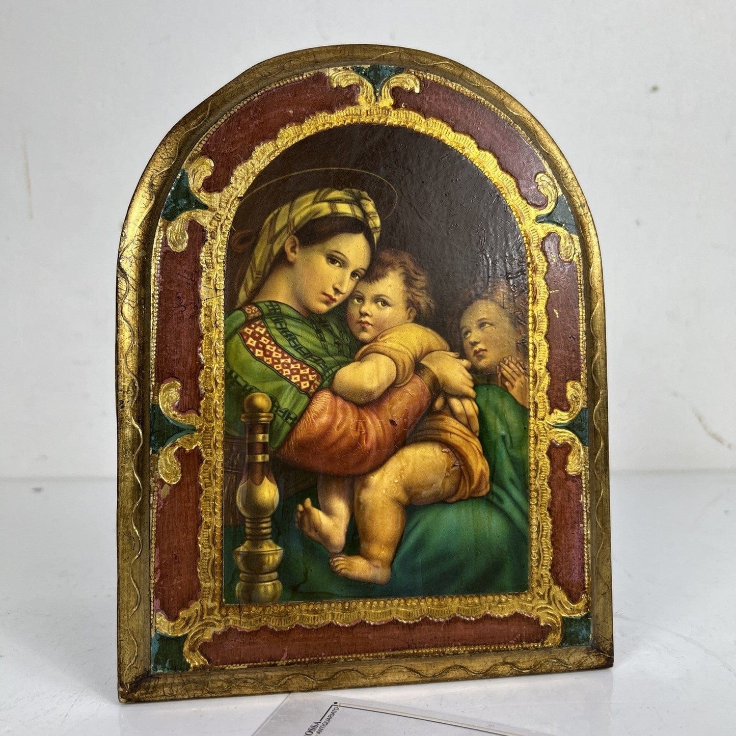 Icona Religiosa tavola legno Madonna della Seggiola antica Fiorentina Raffaello Categoria Oggetti sacri - rosari