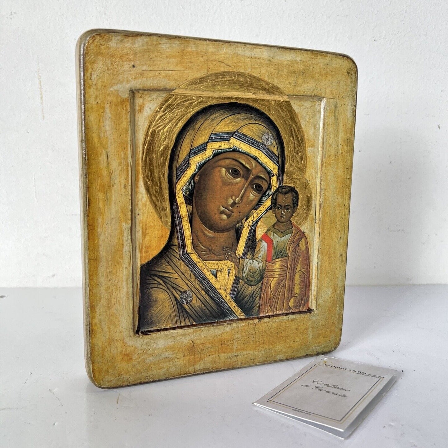 Icona stile antica bizantina religiosa sacra in legno Tavola Madonna di Kazan Categoria Oggetti sacri - rosari