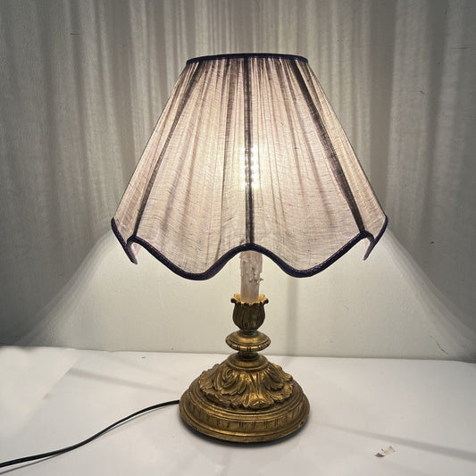 Lampada antica da tavolo in legno dorato oro Lume Candeliere in stile '800 Categoria Lampade Appliques