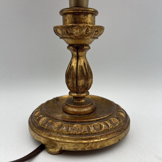 Lampada antica da tavolo vintage Abatjour foglia oro Lume in legno con paralume Categoria Lampade Appliques